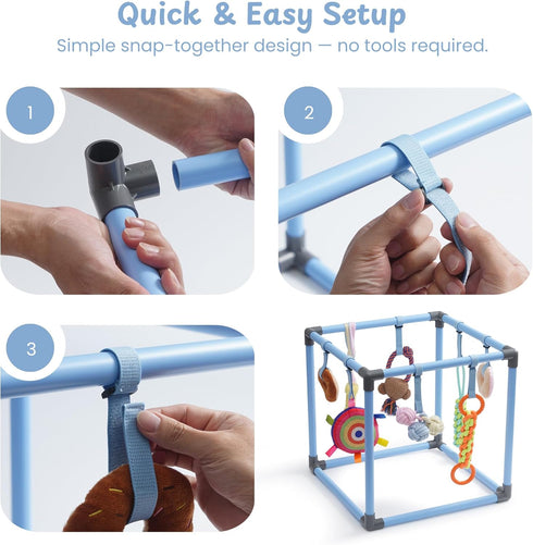 8 Nocciola Puppy Play Gym with Hanging Toys, Indoor Jungle Gym Activities Center Playground for Puppies, Squeaky Plush