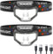 Headlamp Rechargeable, 2-Pack 1200 Lumen Super Bright with White Red LED, 12 Modes, Waterproof for Outdoor Activities