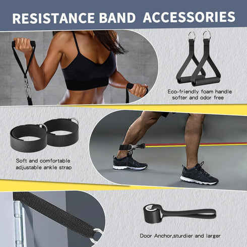 WHATAFIT Resistance Bands - Exercise Bands with Handles for Men and Women, Strength Training Home Gym Equipment
