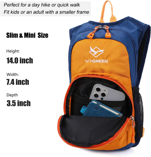 Kids Hydration Backpack, Hiking Backpack with 1.5L Water Bladder for Boys or Girls.