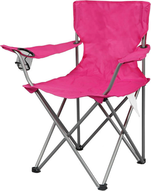 Generic Basic Quad Folding Camp Chair with Cup Holder, Pink, Adult
