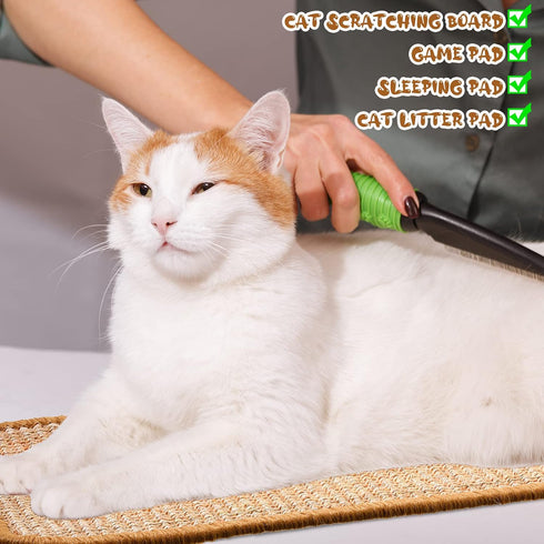 4 Pcs Sisal Cat Scratching Pad with Adhesive Loop Tape, 15.7x7.8 In (Khaki) for Wall Couch Window