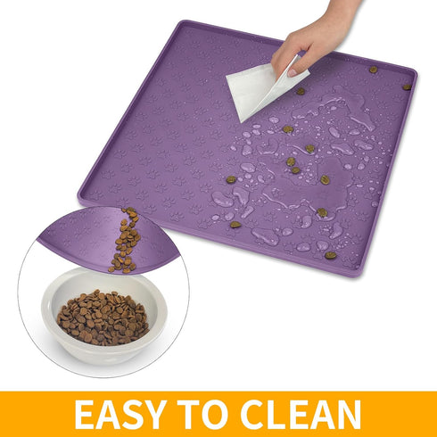 Ptlom Anti-Slip Dog Food Mat for Water and Food, Waterproof Silicone Puppy Tray for Small Medium Large Dogs Cats