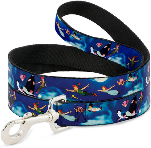 Buckle-Down Pet Leash - Peter Pan Flying Scene - 6 Feet Long - 1/2" Wide
