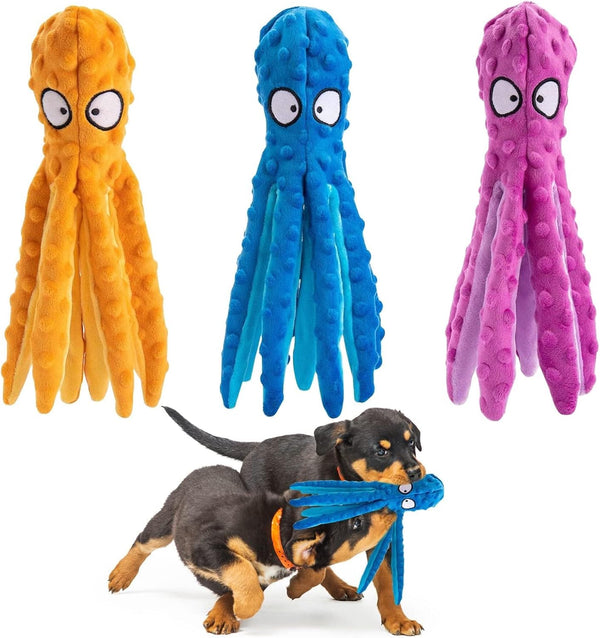 Alphatool Squeaky Dog Toys - 3pcs Soft Plush Chew Crinkle Puppy Toys for Teething Small Medium Pets Dogs