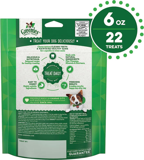 Dog Dental Treats: 22-Count Pack of 4 for 5 to 15 lb Dogs to Fight Plaque