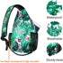 MOSISO Sling Backpack, Travel Hiking Daypack Pattern Rope Crossbody Shoulder Bag, Palm Leaf Flower Design