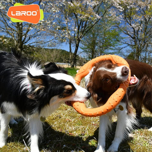 LaRoo Floating Flying Dog Disc Toys, Summer Pet Training Outdoor Chew Toys for Medium and Large Dogs (Large Orange/30cm)
