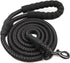 6 FT Black Dog Leash, Strong Rope Heavy Duty with Highly Reflective Threads and Soft Padded Handle for Medium Large