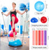 Honoson Set, Half Ball Trainer Yoga Ball with Resistant Band Foot Pump Half Exercise with Fitness Elastic Belt Hedgehog