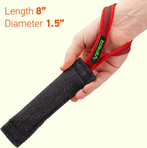 Viper Heavy Duty French Linen Dog Bite Tug Toy, Tough and Durable for K9 Training - Black - 12in L x 2in W