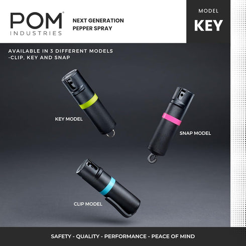 POM Pepper Spray Maximum Strength OC Spray Flip Top Keychain - 25 Bursts, 10ft Range, Accurate Stream Pattern