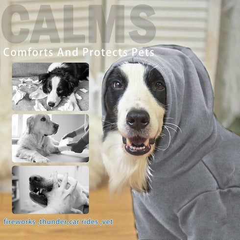 SCENEREAL Dog Hoodie Sweaters for Small Medium Large Dogs, Fleece Sweatshirt with Hat and Pocket, Grey (M)