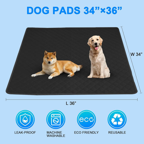 DOPLUSDO 34"x36" Washable Pee Pads for Dogs Reusable Puppy Pad Pet Training Pads, Waterproof Mat Non-Slip, Dog Pee Pad