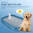 ULTECHNOVO Dog Potty Tray with Wall Post: Indoor Puppy Training Toilet Blue Plastic Mesh Grate, Pee Pad Holder for Male