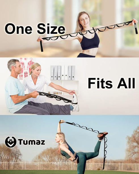 Tumaz Stretching Strap - 10 Loops Non-Elastic Yoga Strap for Physical Therapy, Yoga, Pilates, Flexibility