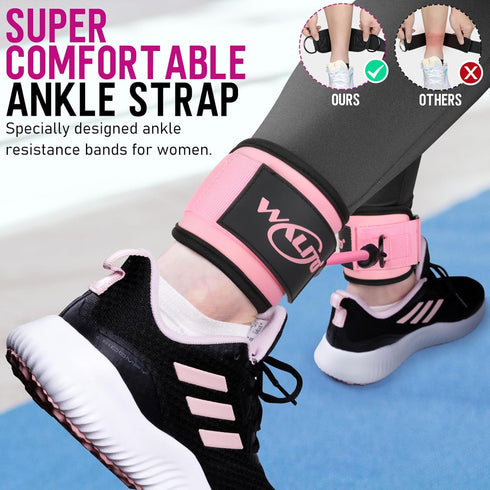 WALITO Ankle Resistance Bands with Cuffs, Exercise Bands for Legs and Butt, Booty Workout Equipment