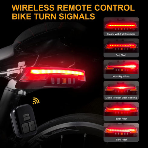 IPX5 JINKEY Bike Turn Signals,Bright Bicycle Turn Signals Front Back Waterproof Wireless Remote Control Rear Bike Light