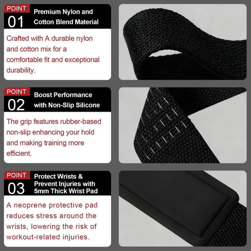 Vtrbwze Gym Lifting Straps for Weightlifting & Deadlift - Non-Slip Silicone Grip, Padded Wrist Support