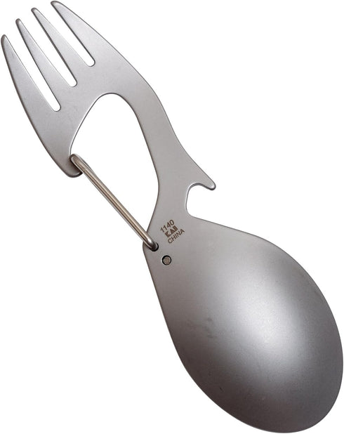 Kershaw Ration Multi Tool Spork, Stainless Steel Spoon, Fork, Carabiner, Bottle Opener, Regular and XL Sizes