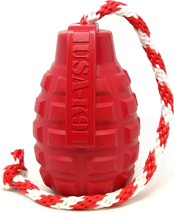 SodaPup USA-K9 Grenade – Durable Dog Tug Toy, Chew Toy & Treat Dispenser Made in USA from Non-Toxic Natural Rubber