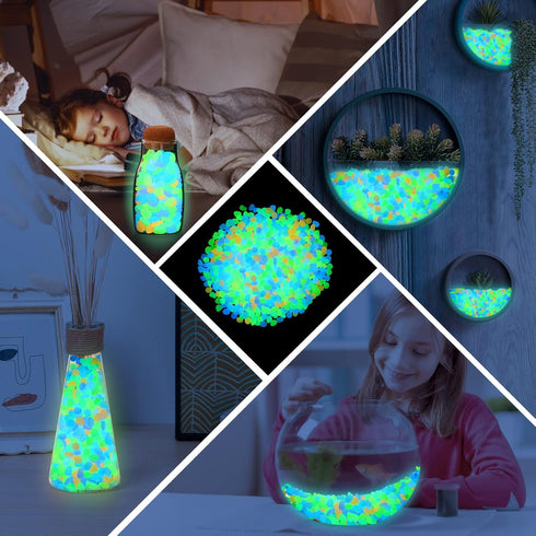 300PC Glowing Rocks for Aquarium Decoration, Glow in The Dark Pebbles