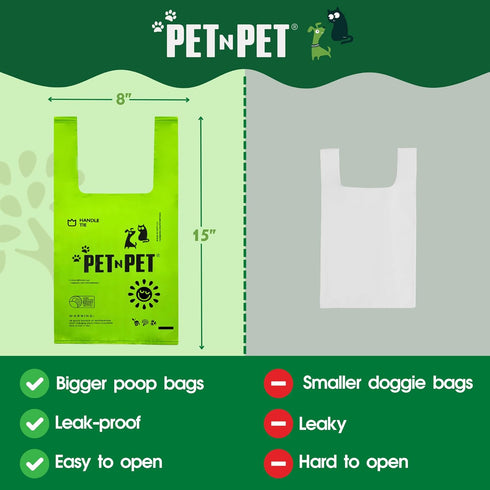 800 Counts 41% 59% Pet N Pet Unscented Dog Poop Bags Rolls with Tie Handles, Plant Based & PE Poop Bags for Dogs
