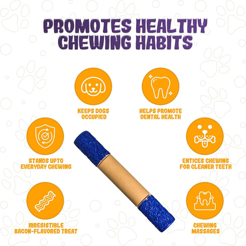 Interactive Durable Dog Chew Toys for Aggressive Small Medium Large Dogs - Indestructible Blue & Beige Stick Toy