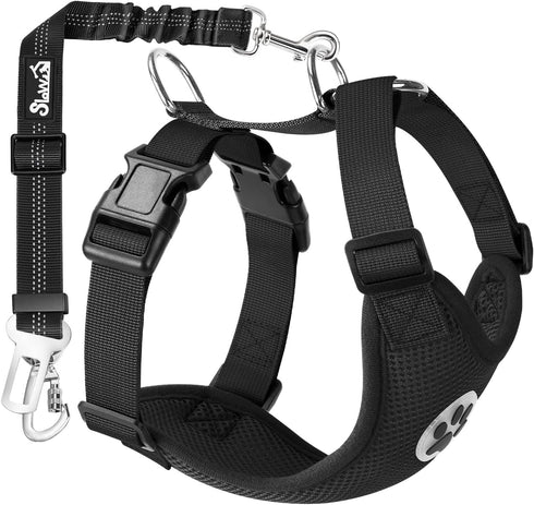 SlowTon Dog Seat Belt Harness for Car, Dog Car Harness Adjustable Mesh