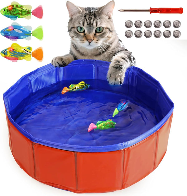 uniro Cat Pool Toy with Fishes - 3 LED Swimming Fish Toys