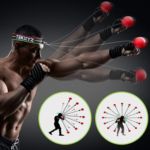 TEKXYZ Boxing Reflex Ball with Headband, 2 Difficulty Levels for Agility and Reaction Training