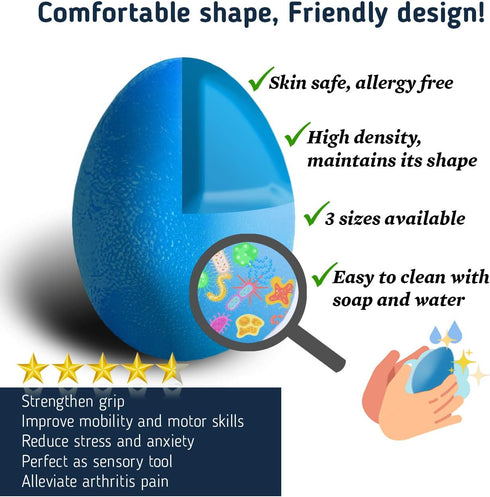 The Friendly Swede Stress Balls for Adults, 3 Squeeze Balls for Hand Therapy & Stress Relief