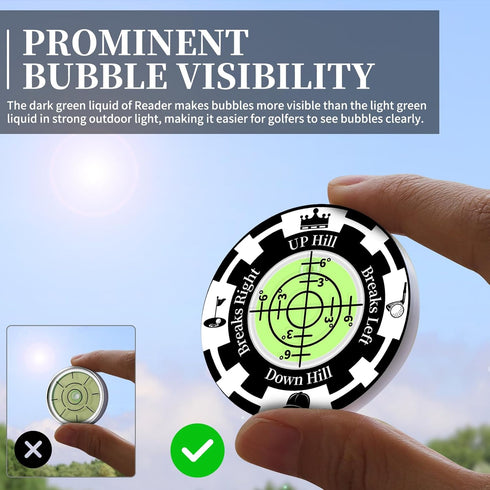 Golf Green Reader, 2 Pack Golf Ball Marker with High Precision Horizontal Bubble, Golf Accessories Tool Gift for Men