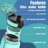 OLDLEY Water Bottles, 32oz - Motivational Sports Water Bottle with Time Marker, Tritan, BPA Free, Wide Mouth, Bubble Gum