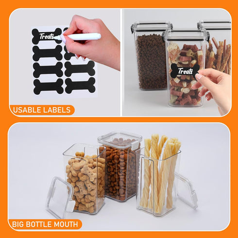 Lolytama 3Pack Pet Food Storage Containers, Airtight Dog Food Storage Container with Locking Clips, Dog Treat Container