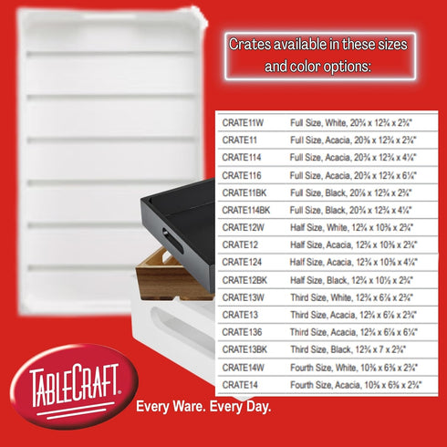 TableCraft Products CRATE12 Gastro Serving and Display Crate - Acacia Wood, 12 3/4" x 10 1/2" x 2 3/4"