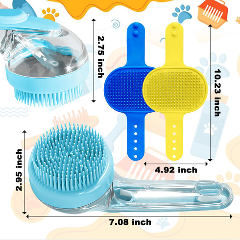 Peehss 3Pcs Dog Bath Brush, Dog Scrubber for Bath, Dog Shampoo Brush Bubble Maker, Dog Paw Washer, dog grooming Massage