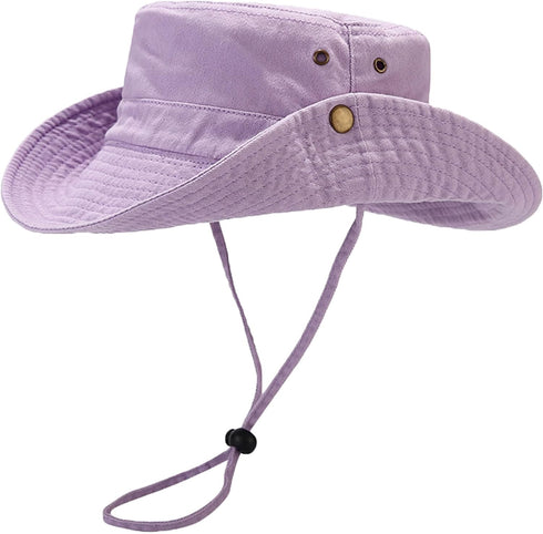 Unisex Cotton Boonie Hat, Packable Summer Outdoor Fishing Bucket Hat with String for Women Men