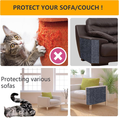120"x15.8" Trimmable Self-Adhesive Carpet Mat Pad for Cat Tree Shelves & Couch Protector (Black)