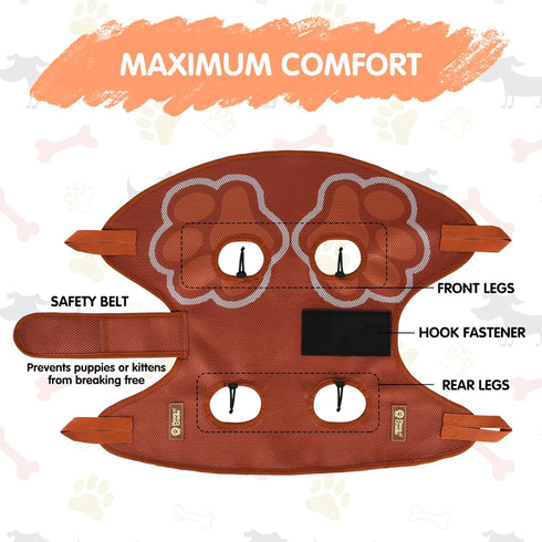 Paws n' Cradle Hammock Dog Grooming Harness for Dogs & Cats - Complete Kit with Adjustable Leg Fittings, Comb, Nail