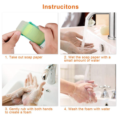 HongyiTime 2 (100 Boxs Sheets) Hand Washing Soap Sheets for Outdoor Travel,Portable Camping Hand Soap,Hiking Washing