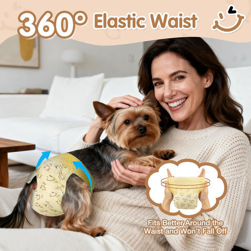 FurVeluxia 360 Gaming(XS,30PCS) Dog Diapers Female, Pull It Up Disposable Puppy Diapers with Stretchy Waist, Super