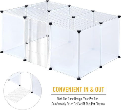 17.7 13.7 inches, 18 BRIAN & DANY Pet Plastic Playpen, Play Pen Indoor for Kitten, Hamster, Rabbit, Guinea Pig, Clear