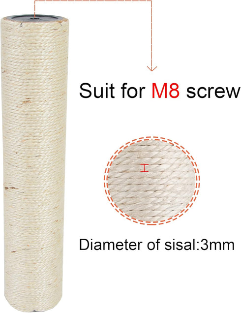 Dimaka Cat Scratching Post Replacement Pole - Cardboard and Sisal, 13.4in, 34cm