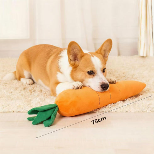 Generic (29.5inch) Giant Carrot Dog Toy, Puppy Teething Toy with Squeaker & Crinkle, Indoor Outdoor Play