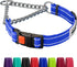CollarDirect Martingale Dog Collar with Stainless Steel Chain, Reflective Quick Release Buckle for Medium Dogs, Blue