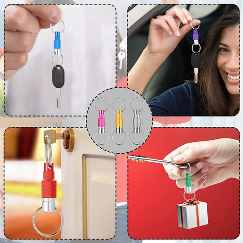 Funrous 10 Packs Detachable Keychain, Quick Release Pull Apart Key Ring with 2 Split Rings for Bag Purse