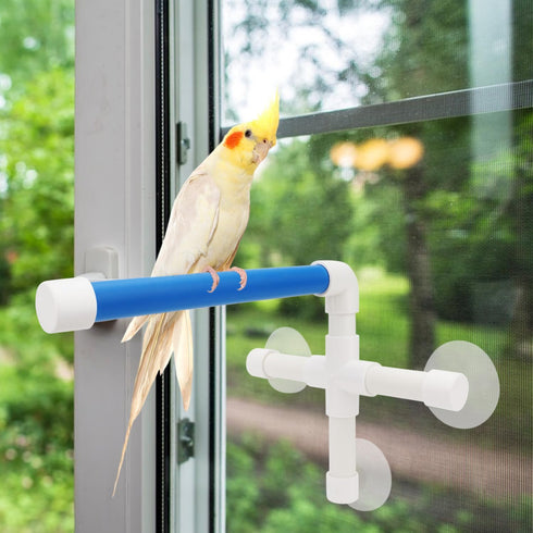Hypeety Bird Parrot Stand Perch - Portable Suction Cup Shower Perch Toy for Parakeet Bath Stands (3 Suction Cups)