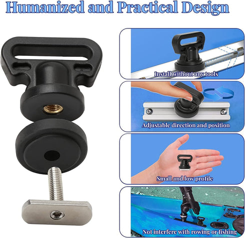 Tie Downs Track Mount for Kayak, Vertical Tie Downs for Cooler, Crate & Accessories, 4 Pack