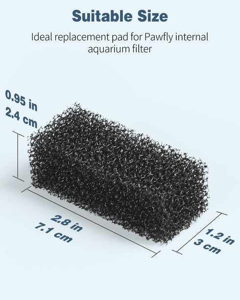Pawfly 4 Pcs Replacement Filter Pads for 3-10 Gallon Internal Aquarium Filter, Black Bio Foam for Water Filtration,